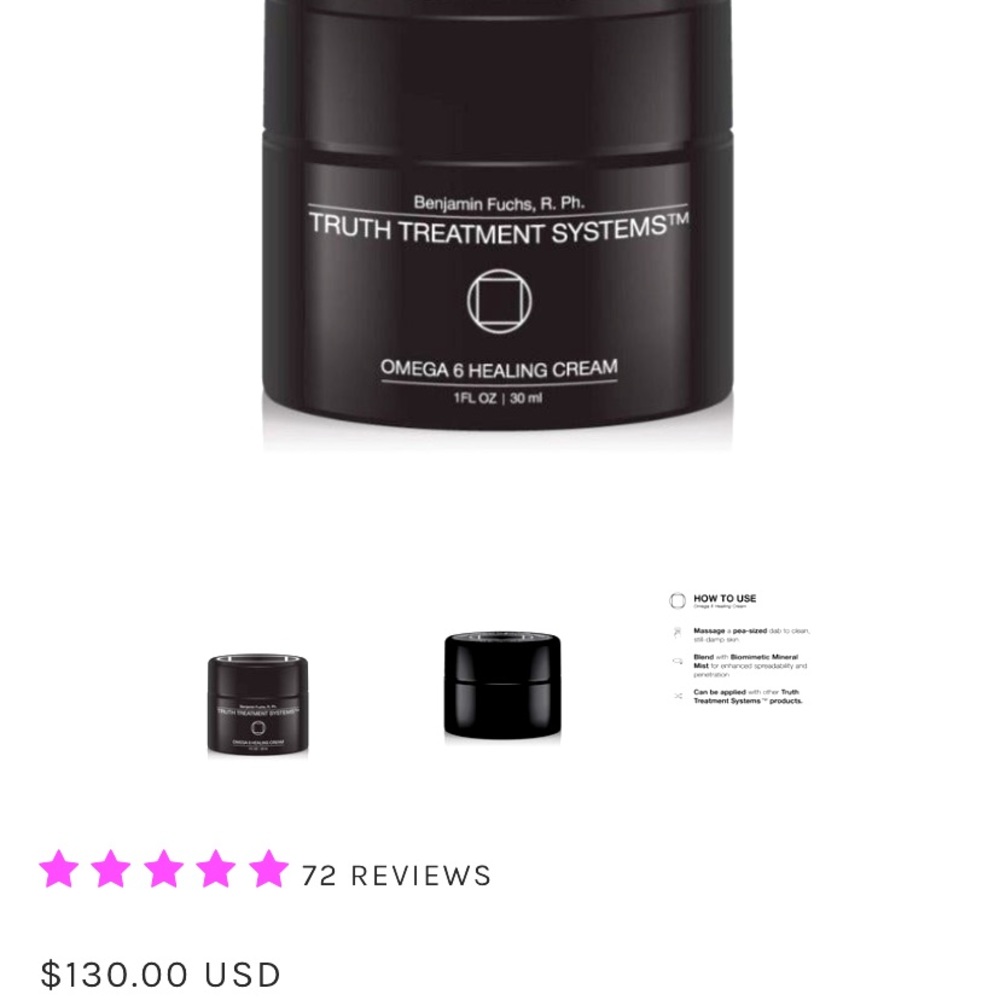 New BENJAMIN FUCHES TRUTH TREATMENT SYSTEM OMEGA 6 HEALING CREAM